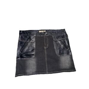 Vintage Bebe Micromini Skirt Women 30 Black Leather Pocket Short Y2K ( J4)